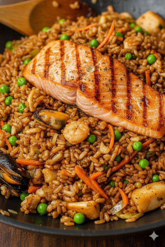 Seafood Fried rice and Salmon